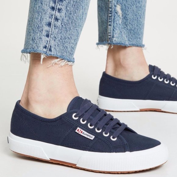Superga Dark Blue Canvas Sneakers - Picture 1 of 8